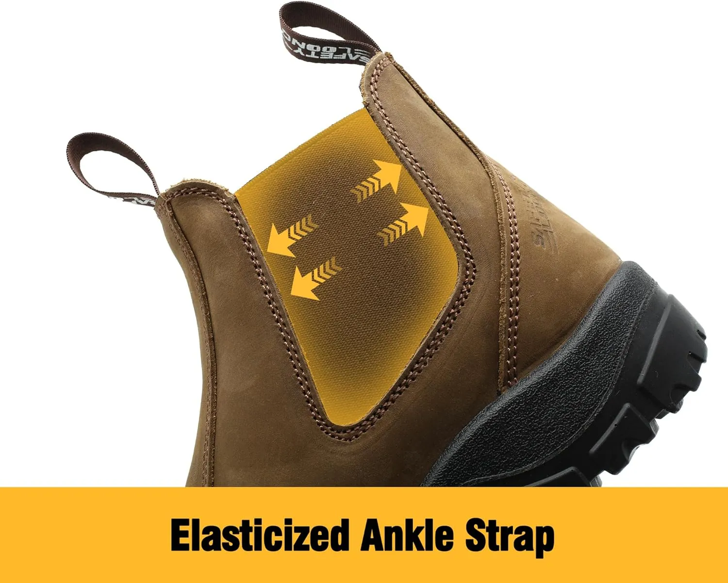 Slip on Work Boots for Men Soft/Composite Toe Comfort Leather Abrasion Puncture Slip Resistant Sole Safety Chelsea