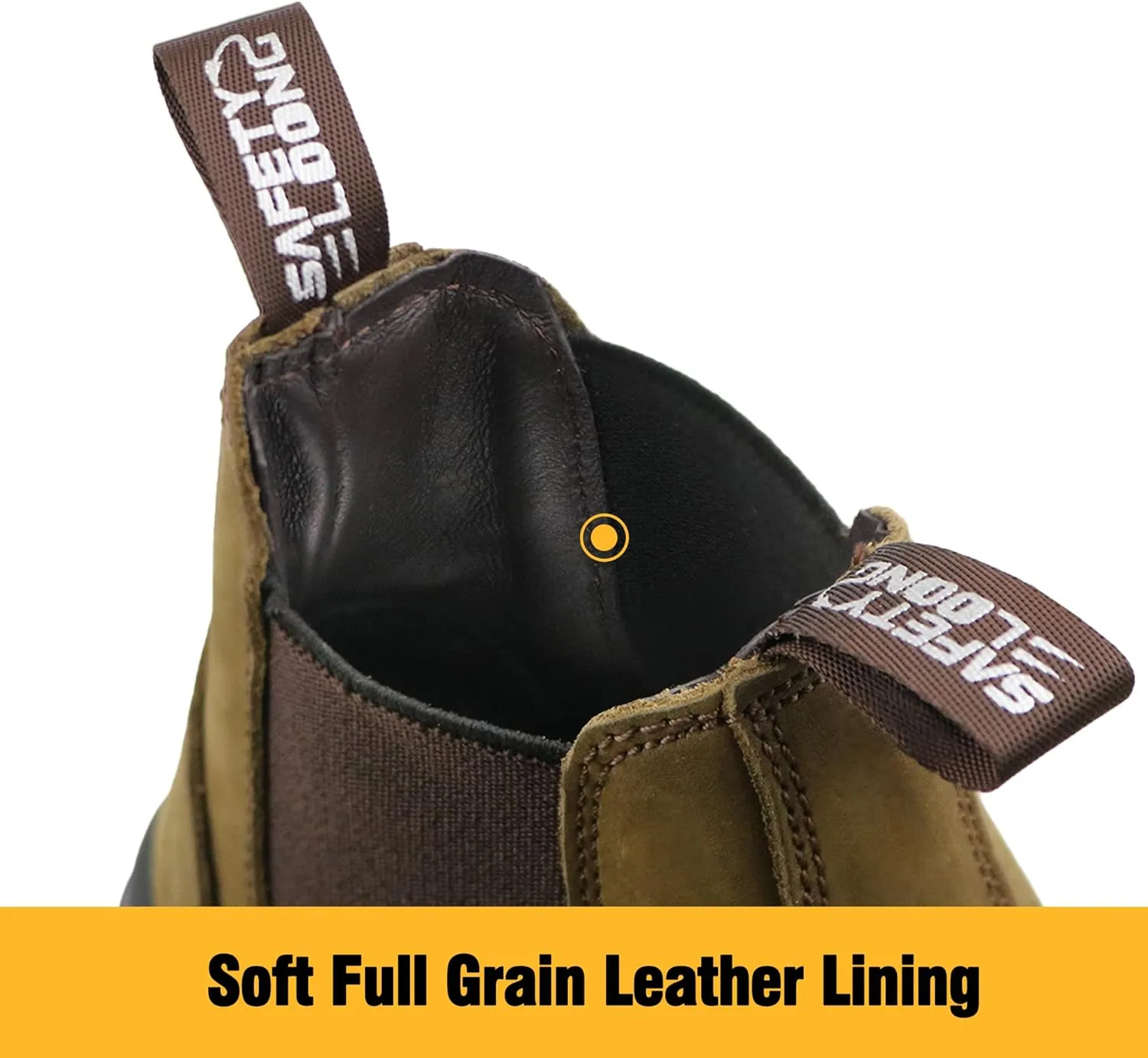 Slip on Work Boots for Men Soft/Composite Toe Comfort Leather Abrasion Puncture Slip Resistant Sole Safety Chelsea