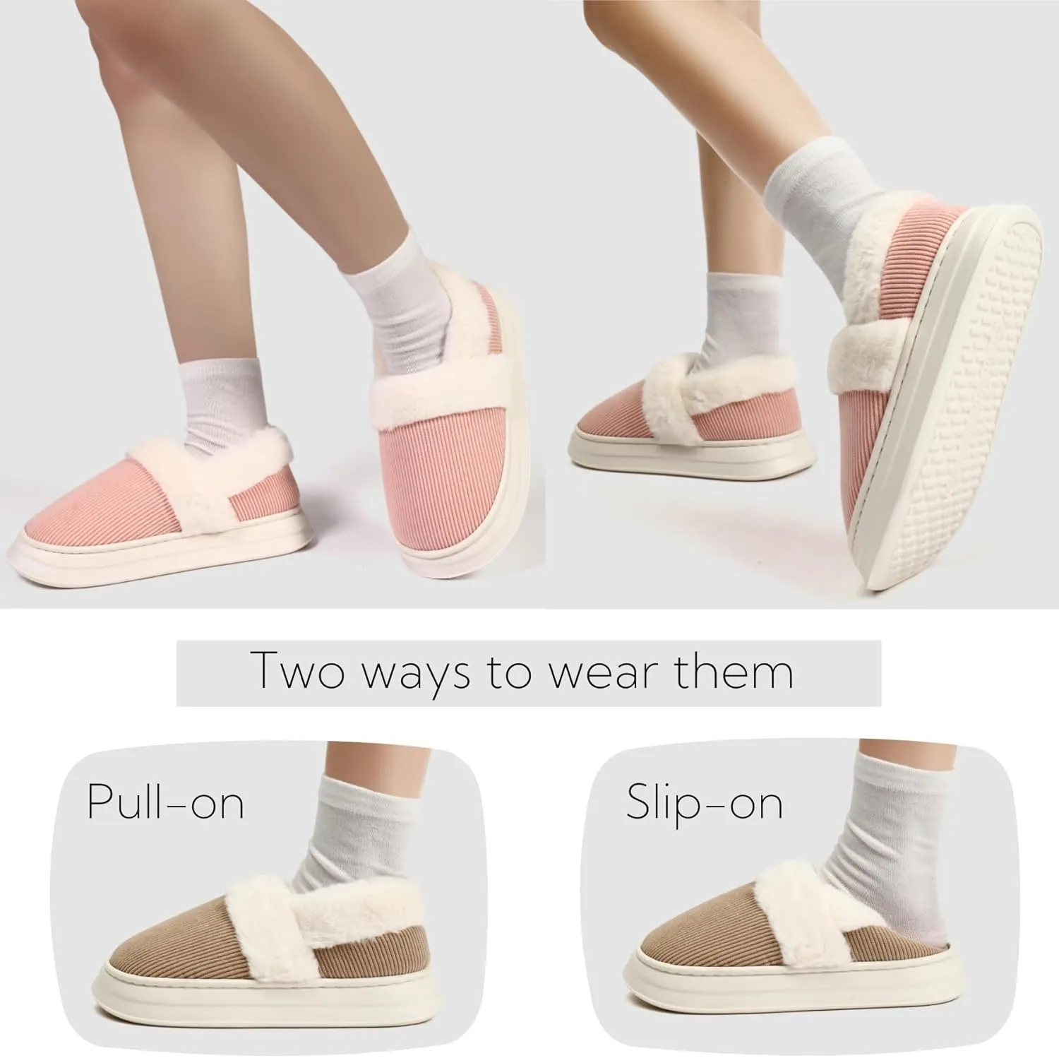 Slippers for Women Men, Memory Foam Slippers for Women, Soft Thick Fuzzy Bedroom House Shoes Indoor Outdoor