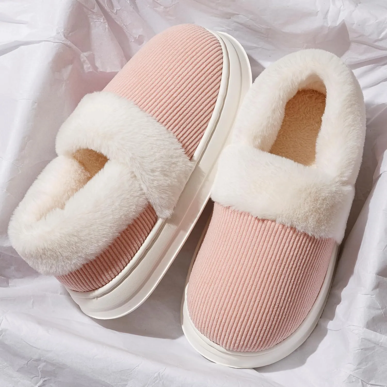 Slippers for Women Men, Memory Foam Slippers for Women, Soft Thick Fuzzy Bedroom House Shoes Indoor Outdoor