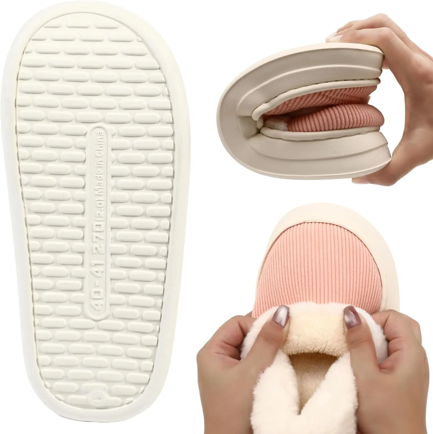 Slippers for Women Men, Memory Foam Slippers for Women, Soft Thick Fuzzy Bedroom House Shoes Indoor Outdoor
