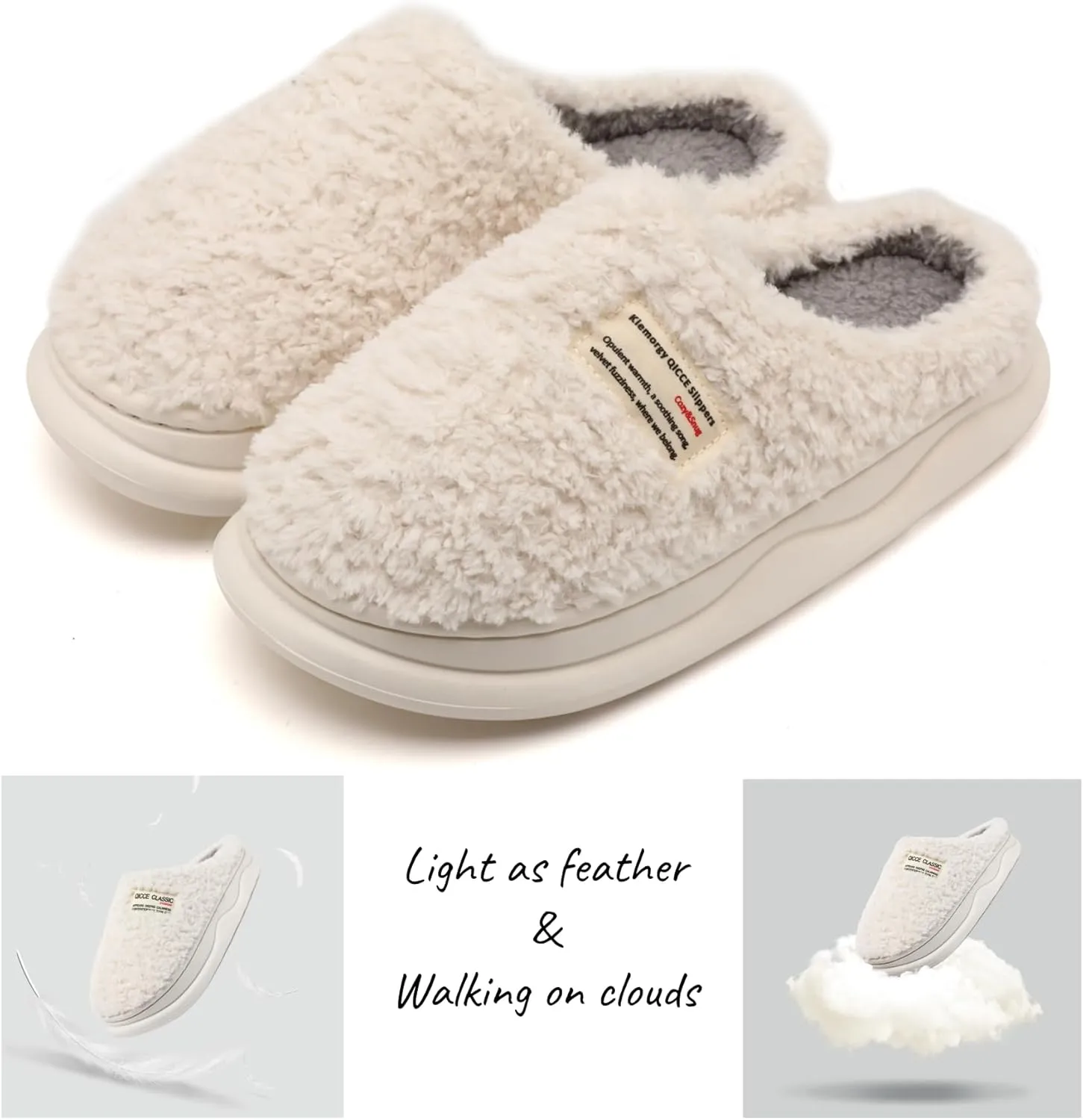 Slippers for Women Men, Memory Foam Slippers for Women, Soft Thick Fuzzy Bedroom House Shoes Indoor Outdoor