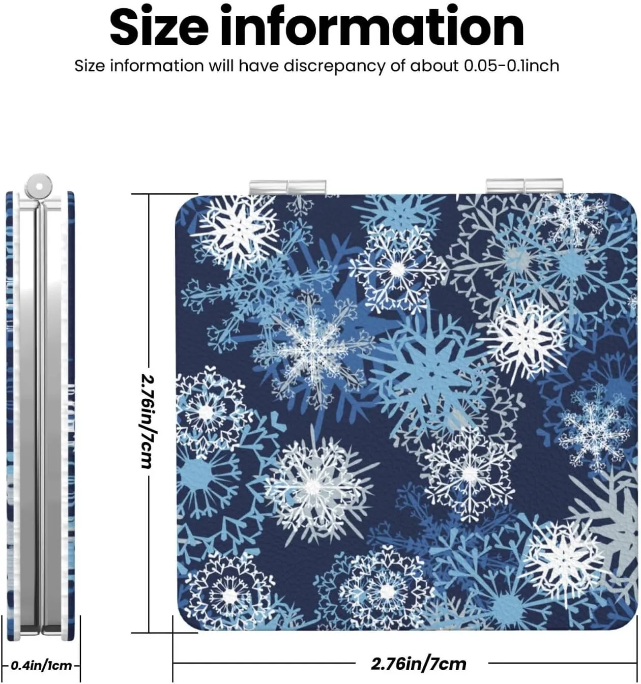 Snowflakes On Blue Background Women Mini Cosmetic Mirror Folding Portable Pocket Makeup Mirror