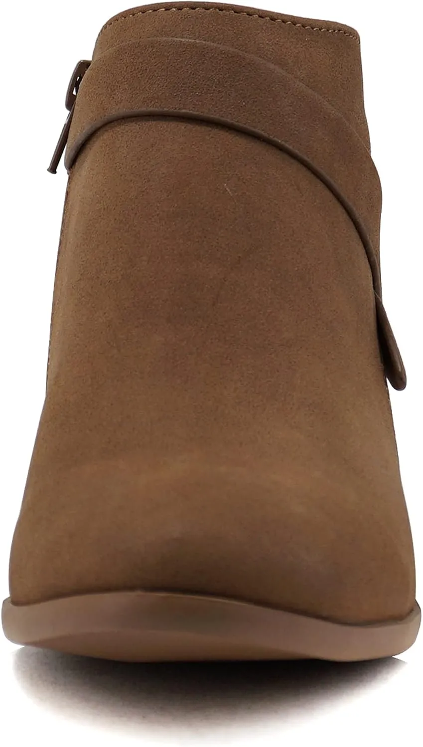 Soda SWEETEN Women's Fashion Closed Toe Multi Strap Ankle Bootie Block Heel (Wide Fit Available)