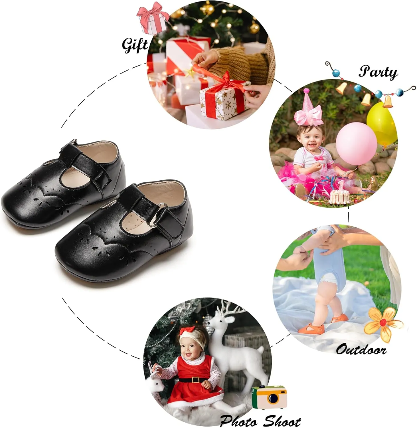 Soft Sole Baby Dress Shoes - Infant Baby Walking Shoes Moccasinss Rubber Sole Crib Shoes.