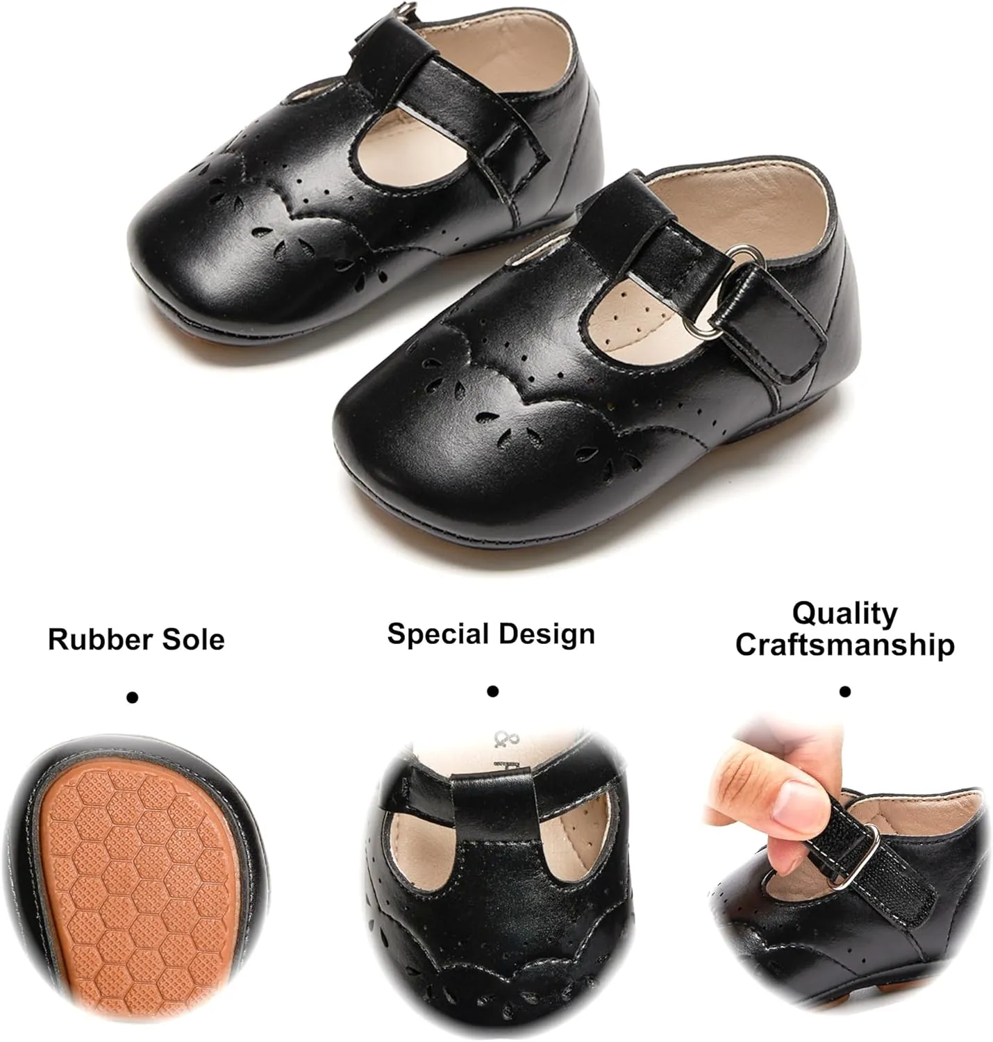 Soft Sole Baby Dress Shoes - Infant Baby Walking Shoes Moccasinss Rubber Sole Crib Shoes.