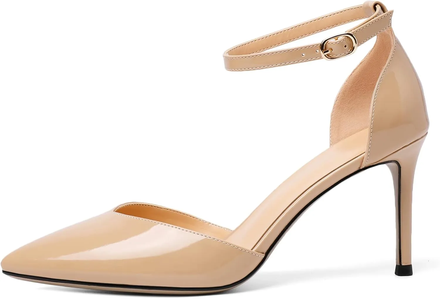 Soireelady Women High Heel Pumps Pointed Toe Stilettos Adjustable Ankle Strap High Heels Elegant Office Lady Shoes for Party, Wedding, Evening 3.35 Inches