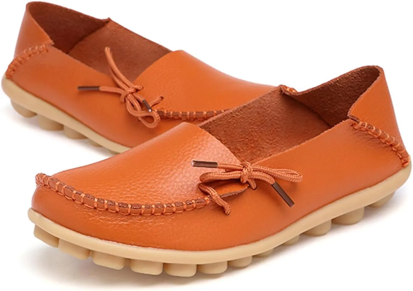 Solaud Women's Driving Moccasins Loafers Casual Round Toe Soft Comfortable Leather Loafers Breathable Slip On Walking Shoes