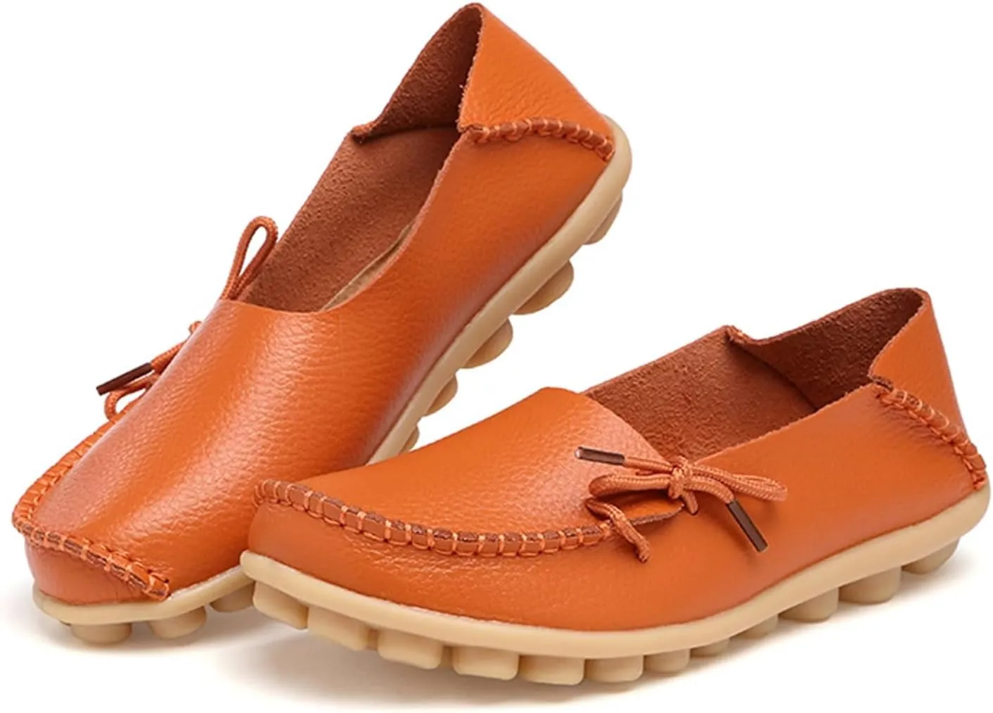 Solaud Women's Driving Moccasins Loafers Casual Round Toe Soft Comfortable Leather Loafers Breathable Slip On Walking Shoes