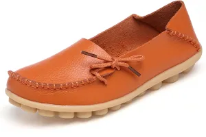 Solaud Women's Driving Moccasins Loafers Casual Round Toe Soft Comfortable Leather Loafers Breathable Slip On Walking Shoes