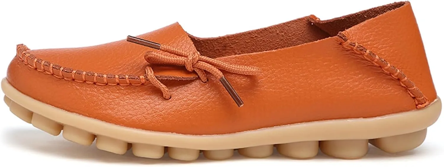 Solaud Women's Driving Moccasins Loafers Casual Round Toe Soft Comfortable Leather Loafers Breathable Slip On Walking Shoes