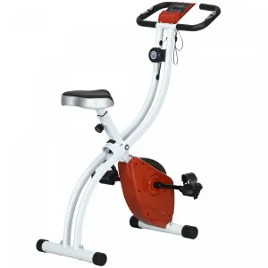 Soozier Foldable Exercise Bike With 8-level Resistance And Wheels, Red|Soozier Velo D'exercice Pliable Avec Resistance A 8 Niveaux Et Roues, Rouge