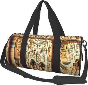 Sports Duffel Bag Ancient-Egypt-Hieroglyphs Foldable Travel Tote Bag Weekender Sleepover Carry On Bag