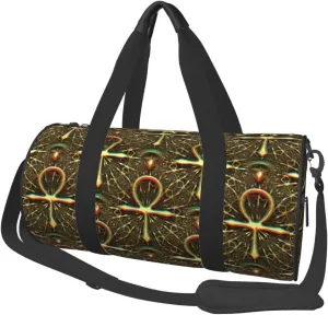 Sports Duffel Bag Ankh-Egyptian-Symbol Foldable Travel Tote Bag Weekender Sleepover Carry On Bag