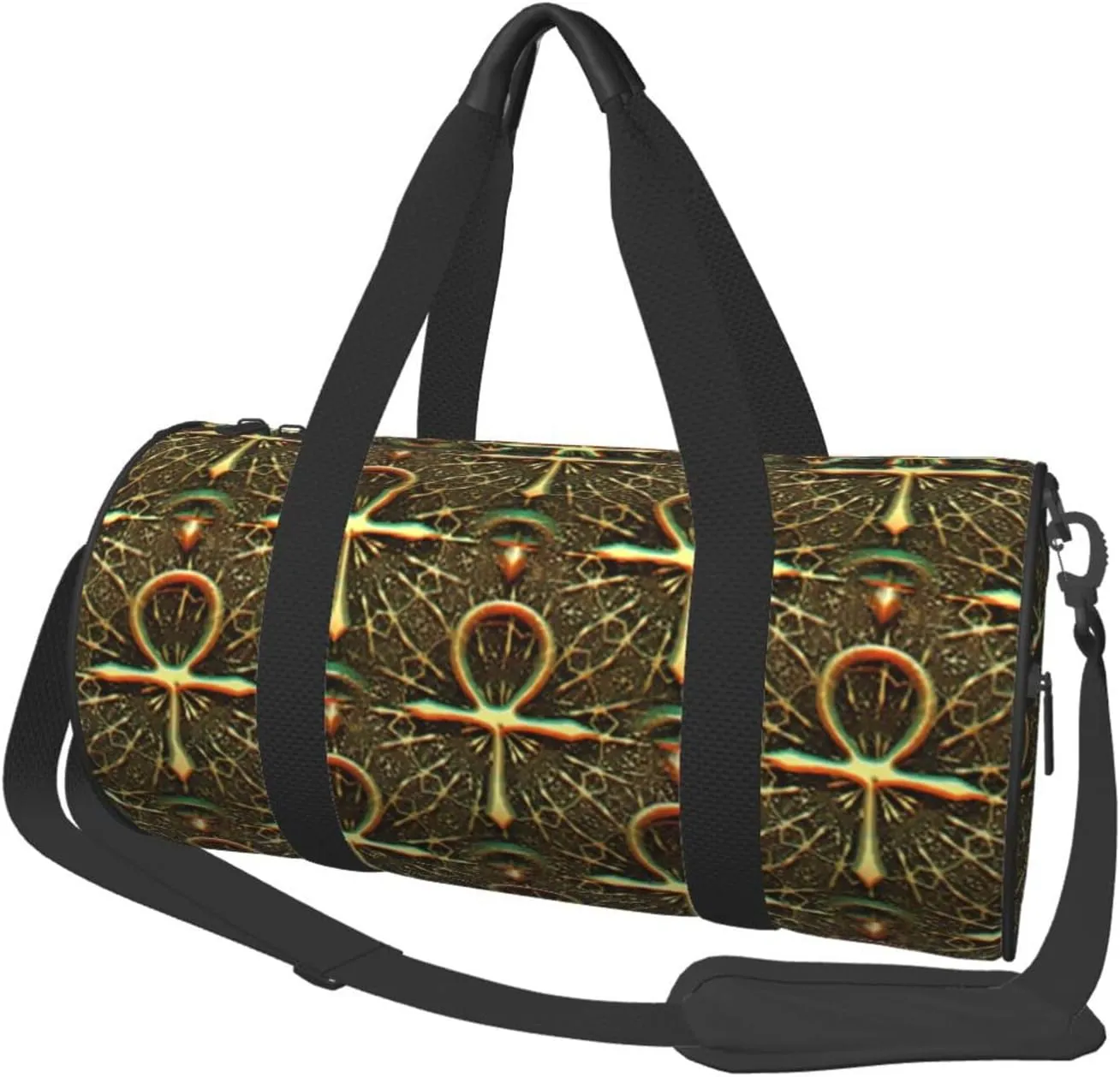 Sports Duffel Bag Ankh-Egyptian-Symbol Foldable Travel Tote Bag Weekender Sleepover Carry On Bag