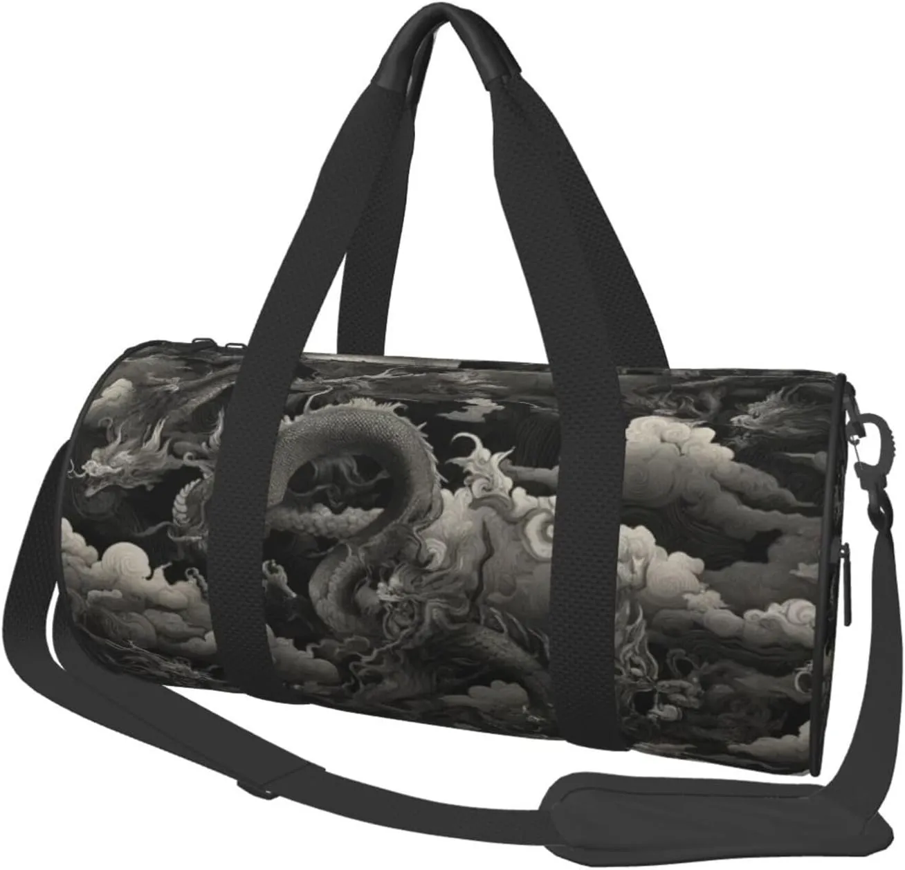 Sports Duffel Bag Asian-Art-Dragon Foldable Travel Tote Bag Weekender Sleepover Carry On Bag