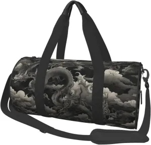 Sports Duffel Bag Asian-Art-Dragon Foldable Travel Tote Bag Weekender Sleepover Carry On Bag