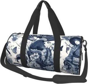Sports Duffel Bag Asian-Japanese-Geisha-Maneki Foldable Travel Tote Bag Weekender Sleepover Carry On Bag