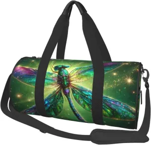 Sports Duffel Bag Beauty-Jewel-Dragonfly Foldable Travel Tote Bag Weekender Sleepover Carry On Bag