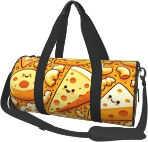 Sports Duffel Bag Cheese-Macaroni Foldable Travel Tote Bag Weekender Sleepover Carry On Bag