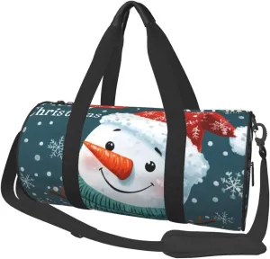 Sports Duffel Bag Christmas-Snowman Foldable Travel Tote Bag Weekender Sleepover Carry On Bag