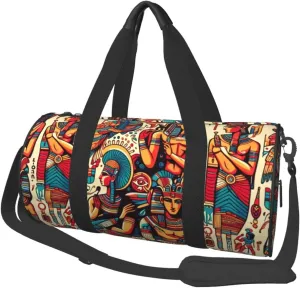 Sports Duffel Bag Colorful-Egypt-Gods Foldable Travel Tote Bag Weekender Sleepover Carry On Bag