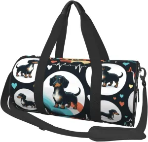 Sports Duffel Bag Dachshund-Heartbeats Foldable Travel Tote Bag Weekender Sleepover Carry On Bag