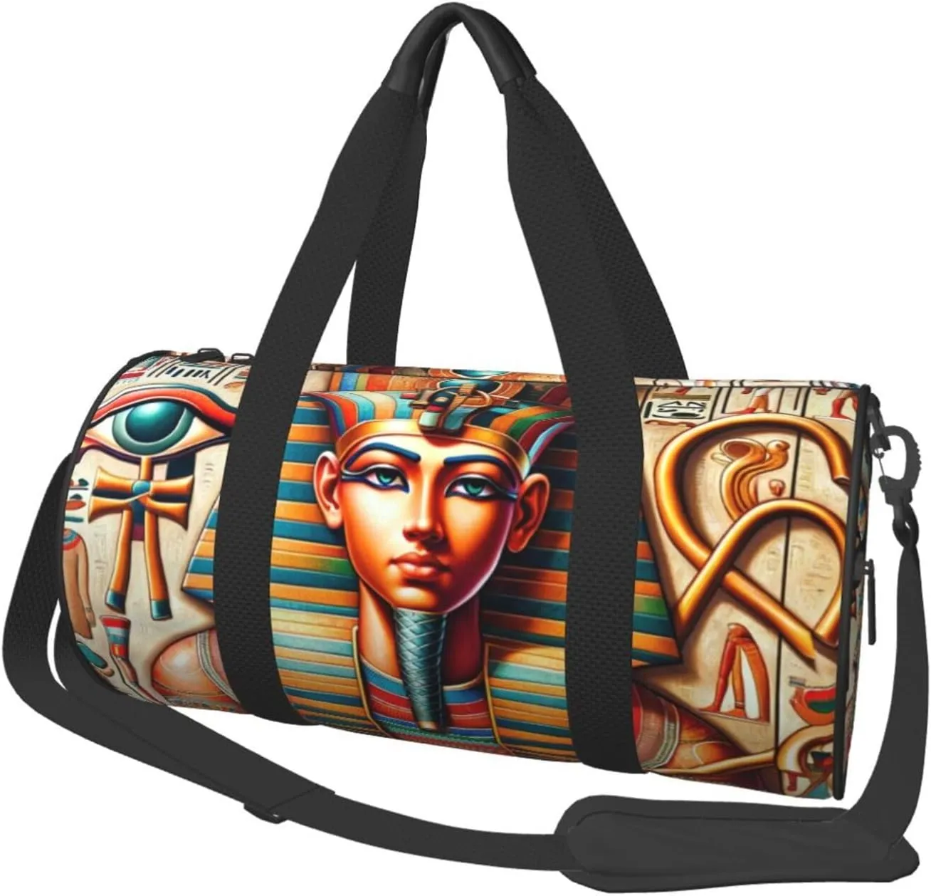Sports Duffel Bag Egyptian-God-Ankh-Staff Foldable Travel Tote Bag Weekender Sleepover Carry On Bag