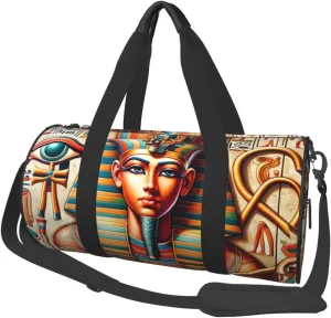 Sports Duffel Bag Egyptian-God-Ankh-Staff Foldable Travel Tote Bag Weekender Sleepover Carry On Bag