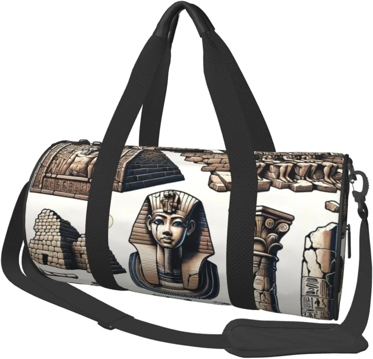 Sports Duffel Bag Egyptian-Pyramid-Pharaoh Foldable Travel Tote Bag Weekender Sleepover Carry On Bag