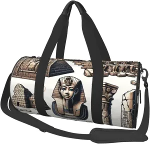 Sports Duffel Bag Egyptian-Pyramid-Pharaoh Foldable Travel Tote Bag Weekender Sleepover Carry On Bag
