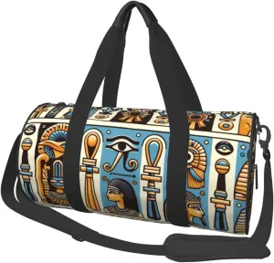Sports Duffel Bag Egyptian-Symbolic-Heritage Foldable Travel Tote Bag Weekender Sleepover Carry On Bag