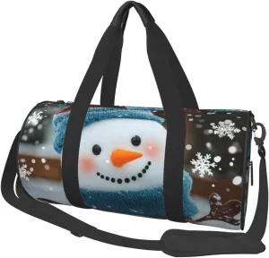 Sports Duffel Bag Funny-Winter-Snowman Foldable Travel Tote Bag Weekender Sleepover Carry On Bag