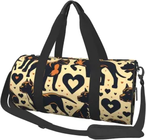 Sports Duffel Bag Pitbull-Dog-Heart Foldable Travel Tote Bag Weekender Sleepover Carry On Bag
