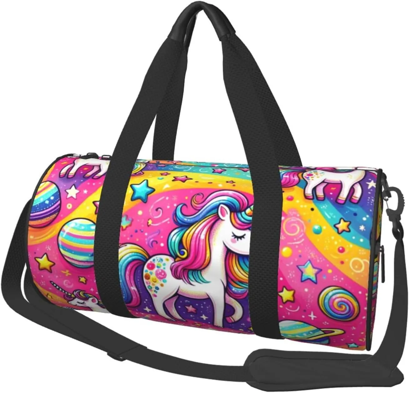 Sports Duffel Bag Rainbow-Horse-Dreams Foldable Travel Tote Bag Weekender Sleepover Carry On Bag