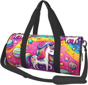 Sports Duffel Bag Rainbow-Horse-Dreams Foldable Travel Tote Bag Weekender Sleepover Carry On Bag