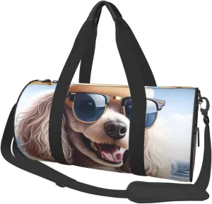 Sports Duffel Bag Sunglasses-Holiday-Poodle Foldable Travel Tote Bag Weekender Sleepover Carry On Bag