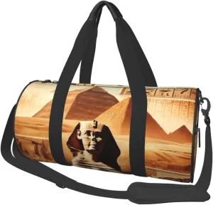 Sports Duffel Bag Vintage-Egyptian-Pyramid Foldable Travel Tote Bag Weekender Sleepover Carry On Bag