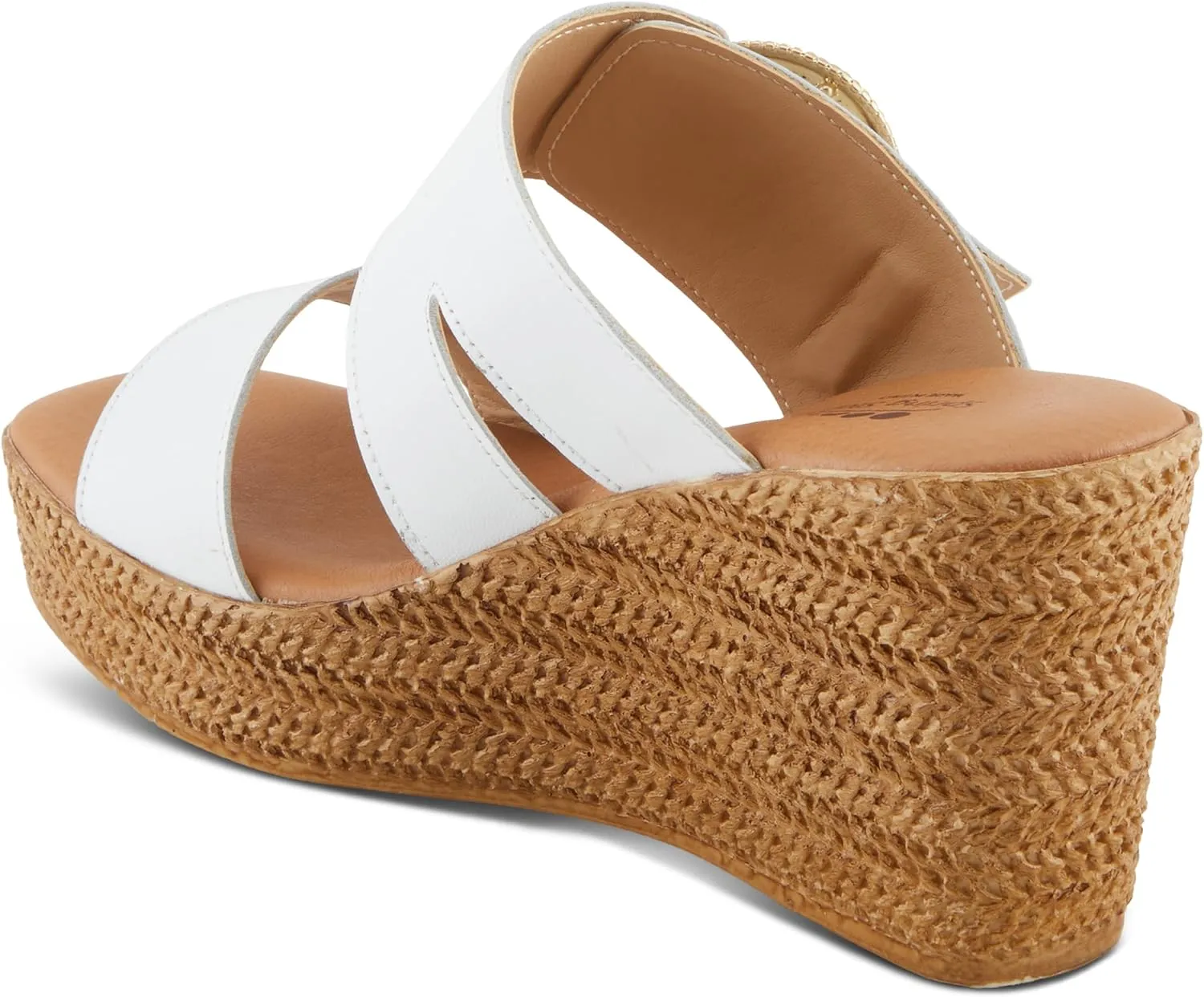 Spring Step MARES Women's Wedge Slip-On Sandals - Chic Buckle Detail, Dual Leather Straps, Comfortable Footbed, Platform for Added Height