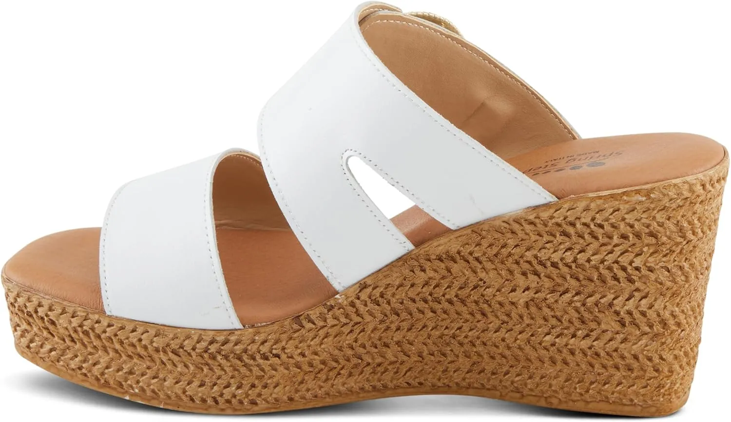 Spring Step MARES Women's Wedge Slip-On Sandals - Chic Buckle Detail, Dual Leather Straps, Comfortable Footbed, Platform for Added Height