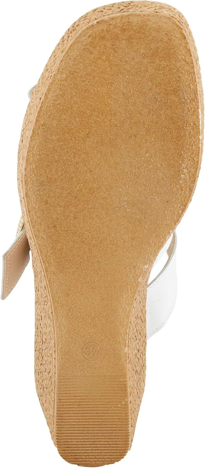 Spring Step MARES Women's Wedge Slip-On Sandals - Chic Buckle Detail, Dual Leather Straps, Comfortable Footbed, Platform for Added Height