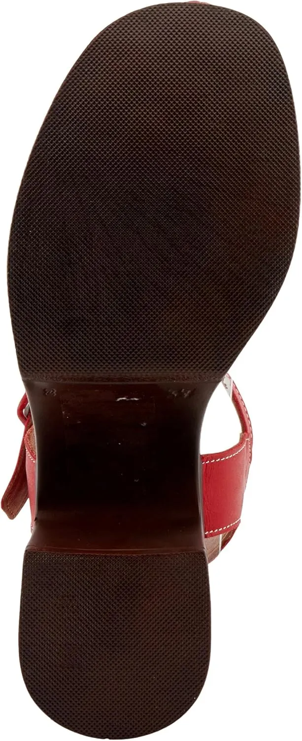 Spring Step NUTTLE Women's Leather Heels with Chic Cutouts and Platform Block Heel