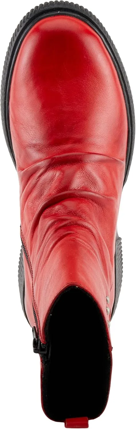 Spring Step Women's NAYANA Booties with Ruching Leather, Metal Rivets, and Removable Insoles