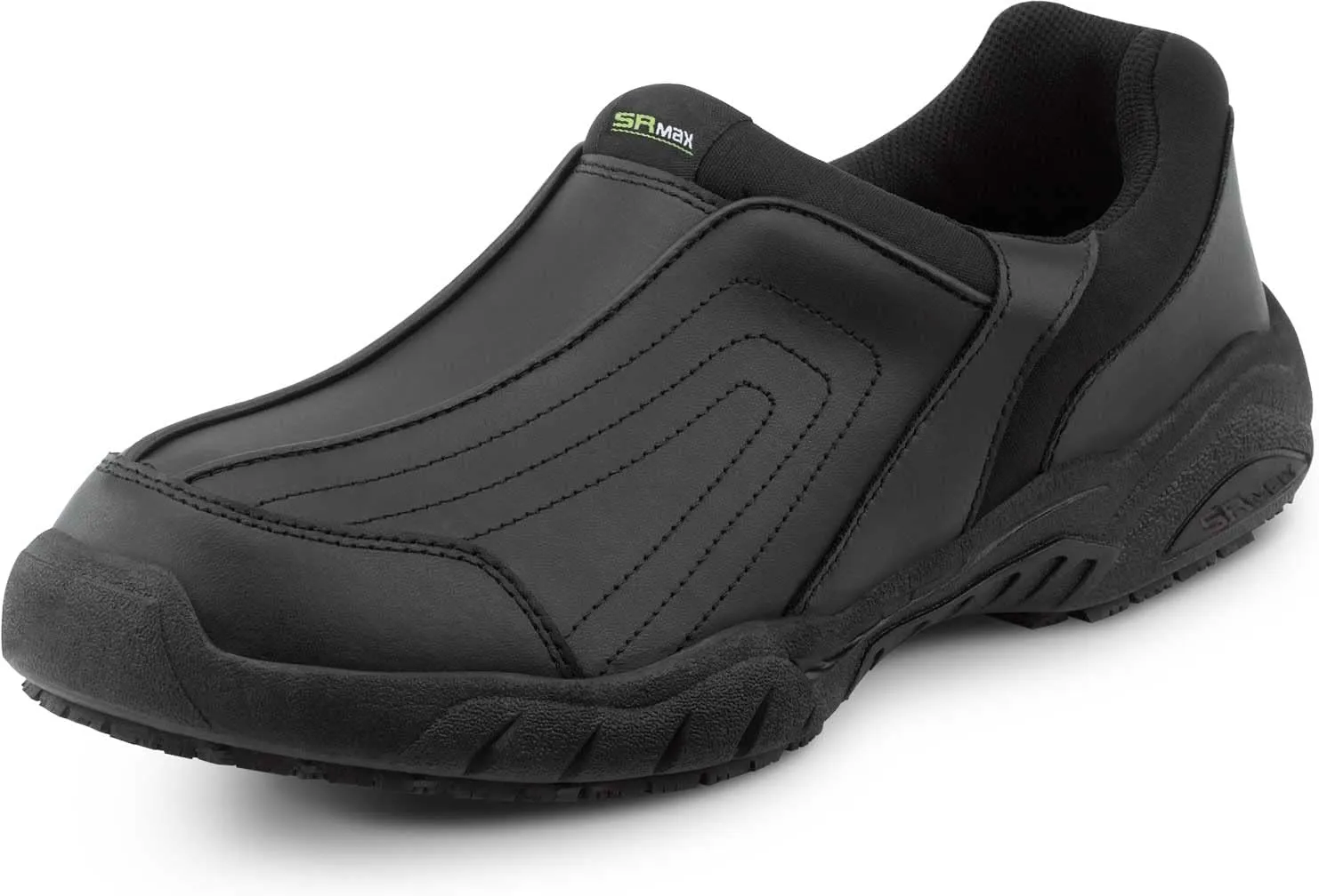 SR Max Charlotte, Men's, Black, Athletic Slip On Style Slip Resistant Soft Toe Work Shoe