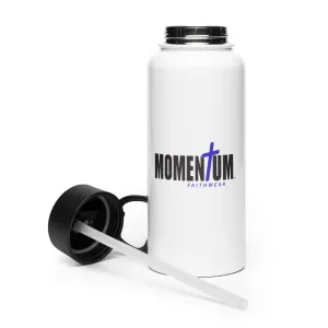 Stainless Steel Water Bottle with a Straw Lid and Blue Cross