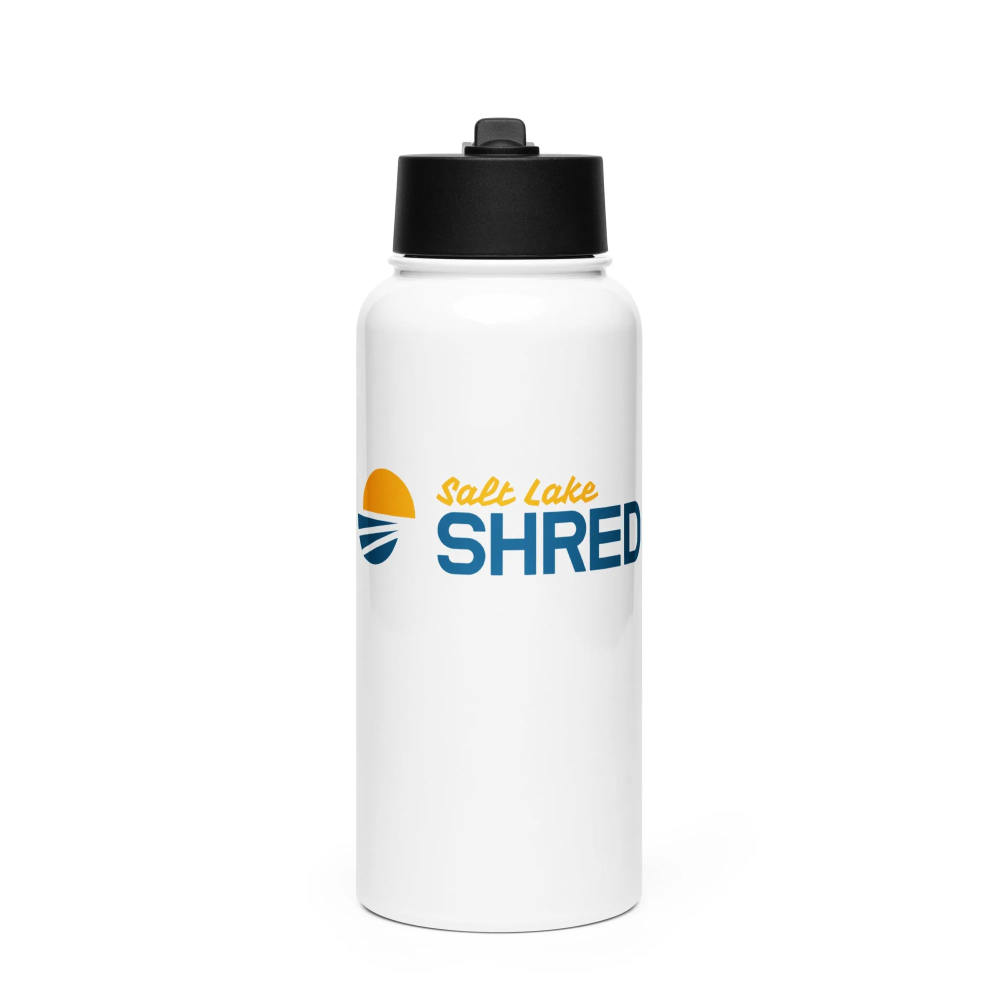 Stainless steel water bottle with a straw lid
