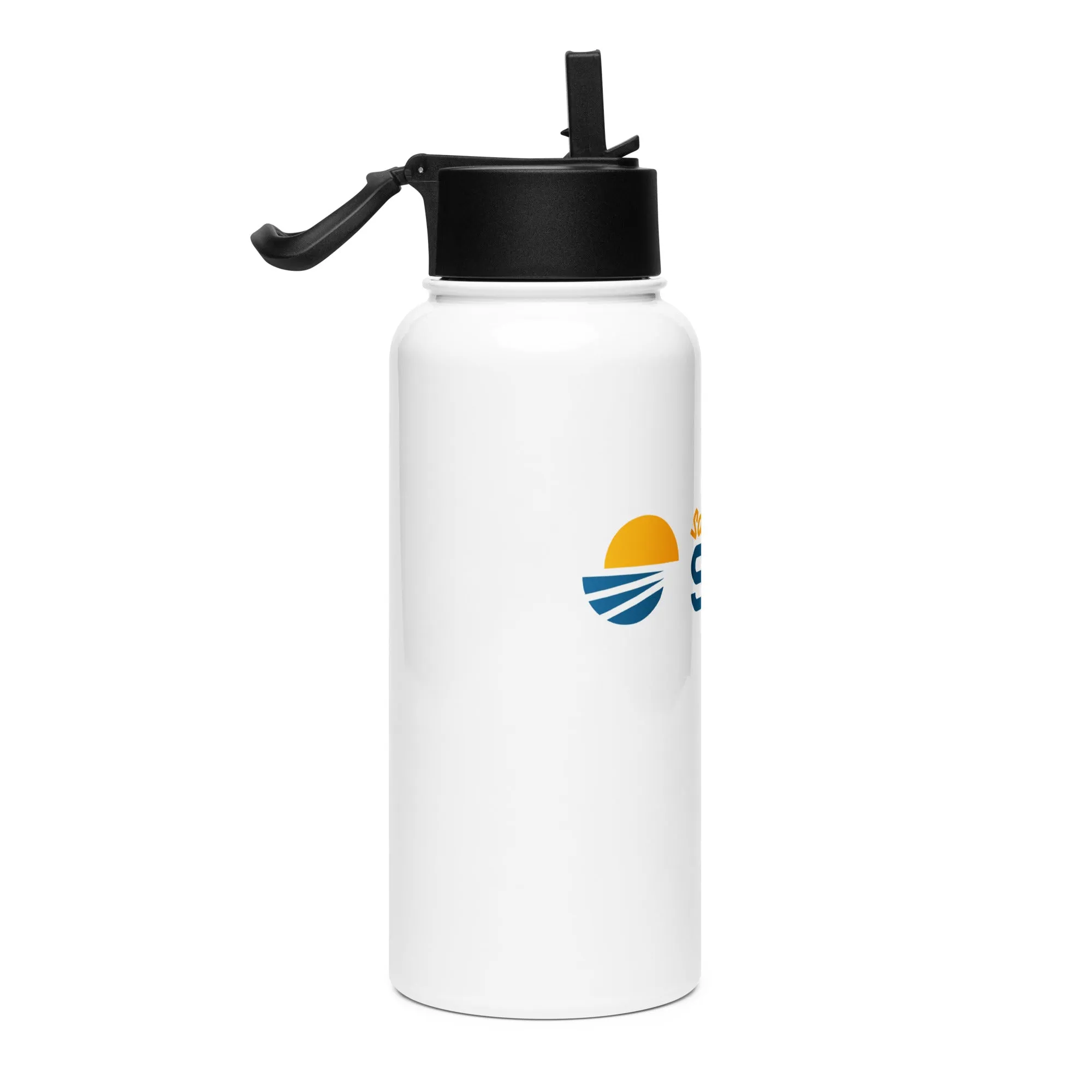 Stainless steel water bottle with a straw lid