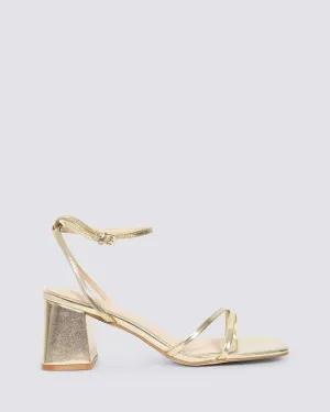 STEVIE BLOCK HEELS CHAMPAGNE GOLD