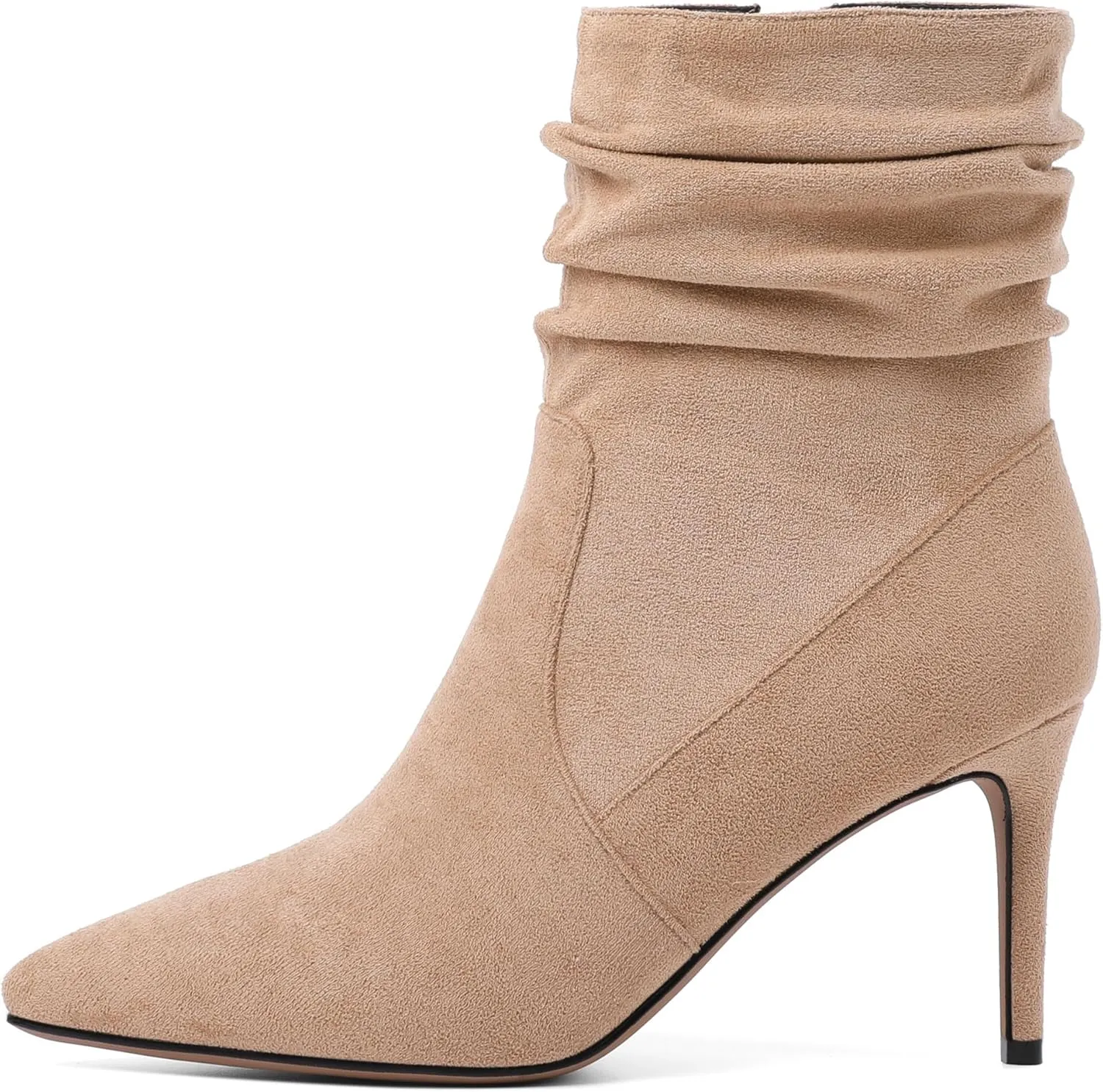 Stiletto High Heel Boots for Women Slouchy Boots Pointed Toe Boots for Work Formal 3.4 Inch Stylish Trendy Ankle Boots