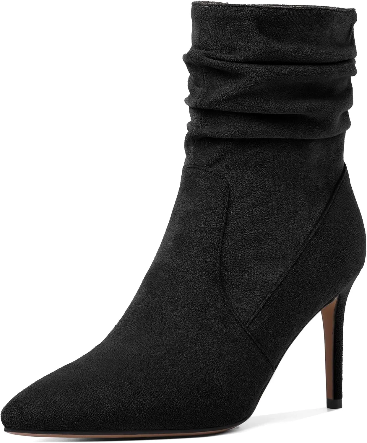 Stiletto High Heel Boots for Women Slouchy Boots Pointed Toe Boots for Work Formal 3.4 Inch Stylish Trendy Ankle Boots